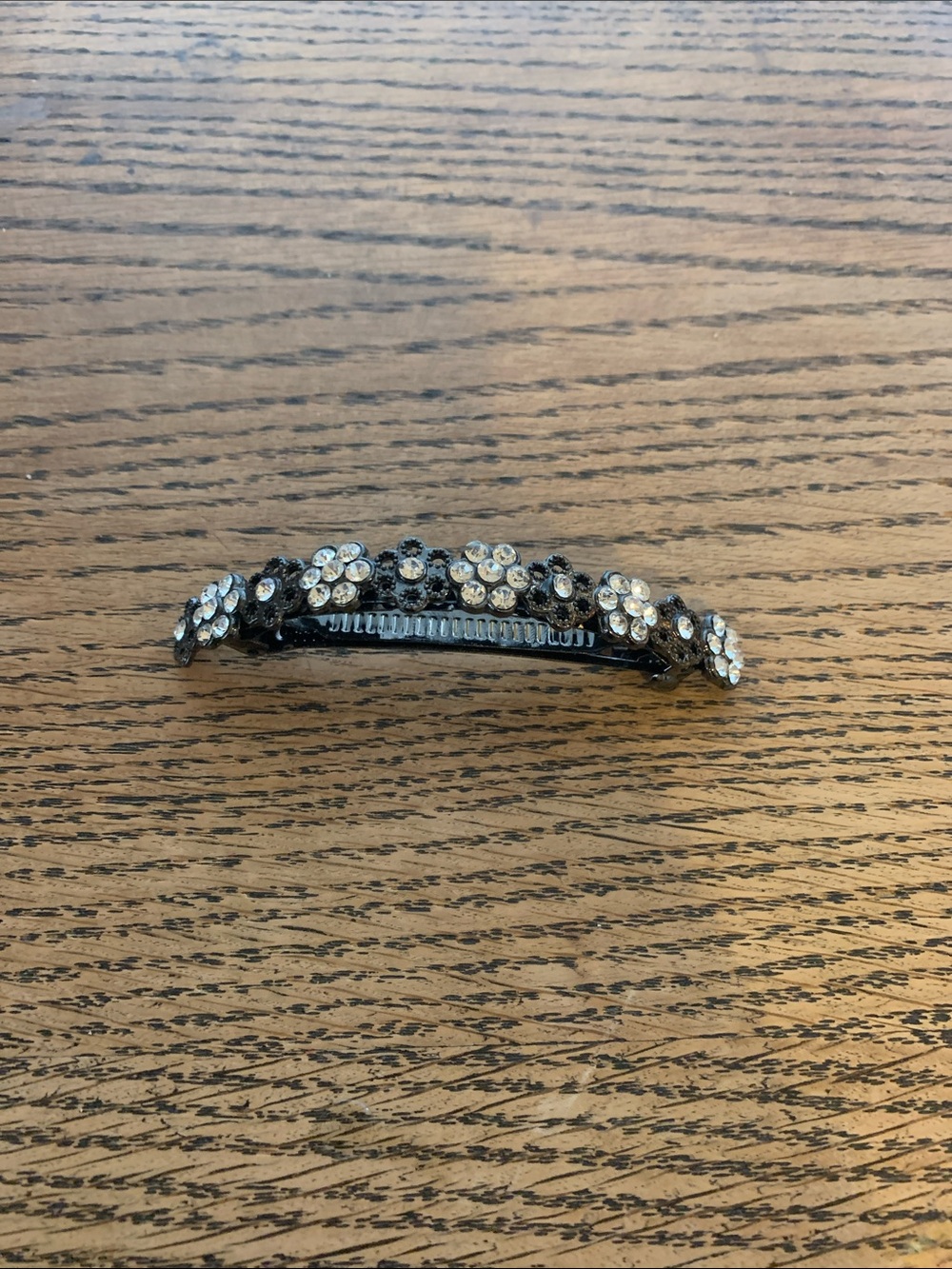 Rhinestone Flower Black Hair Barrette